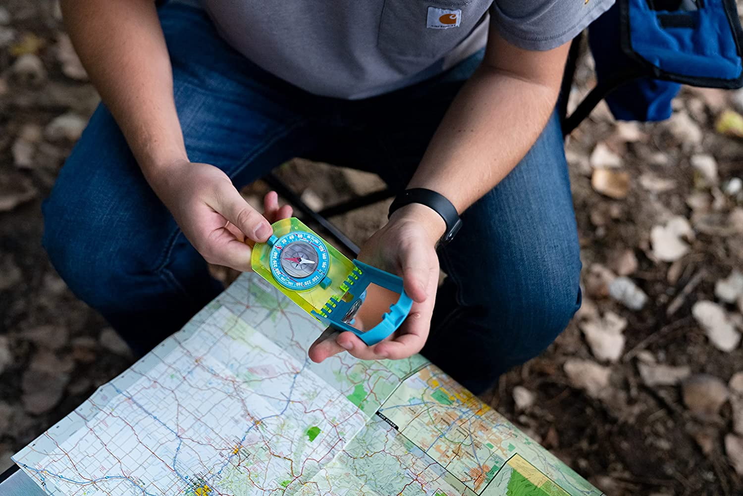UST Hi Vis Folding Map Compass - Navigate Safely with High Visibility