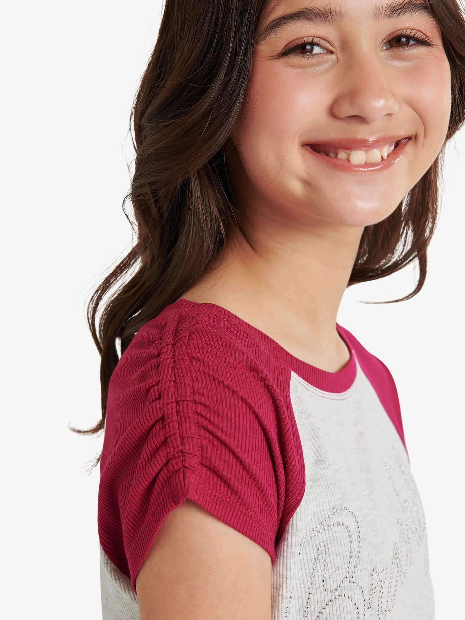 Justice Girls Short Sleeve Raglan Tee, Sizes XS - XLP