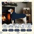 thumbnail image 3 of Kickred Basic Dog Hoodie Sweatshirts, Pet Clothes Hoodies Sweater with Hat and Leash Hole, Soft Cotton Outfit Coat for Large Medium Small Dogs(2XL, Navy Blue), 3 of 7