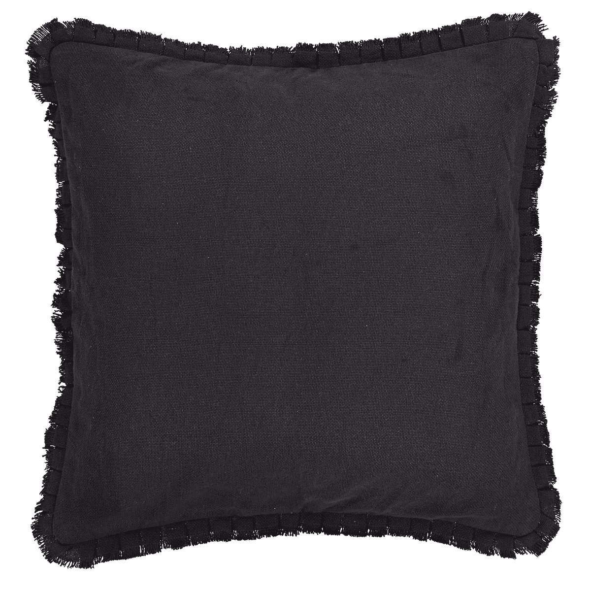Burlap Black Euro Sham w/Fringed Ruffle 26x26