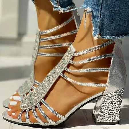 

PEASKJP Womens Sandals Women Summer Open Toe Breathable Beach Sandals Casual Slip On Wedges Sandals Dress Beach Shoes Silver 8.5