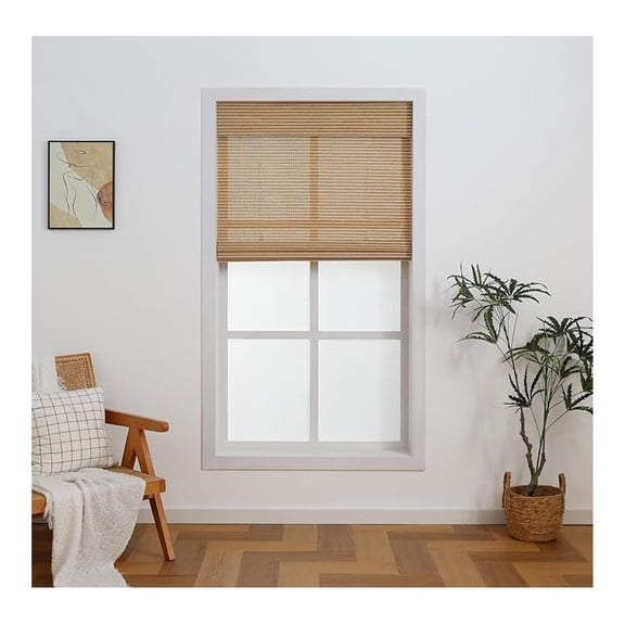 Cordless Bamboo Shades – Light Filtering & Privacy, Pull-Down Window Shades for Indoor Use, 36" W X 72" H, (Natural)