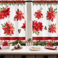 thumbnail image 2 of Christmas Floral Botanical Kitchen Curtains Set of 2, Tree Flower Short Window Curtains, Window Treatment Tier Curtains for Kitchen Over Sink Dining Room Decor (26x36 Inch), 2 of 6
