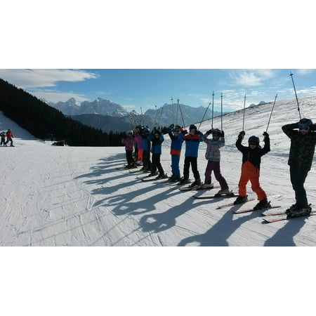 Canvas Print Skiing Ski Group Alpine Stretched Canvas 10 x (Best Women's Alpine Touring Skis)