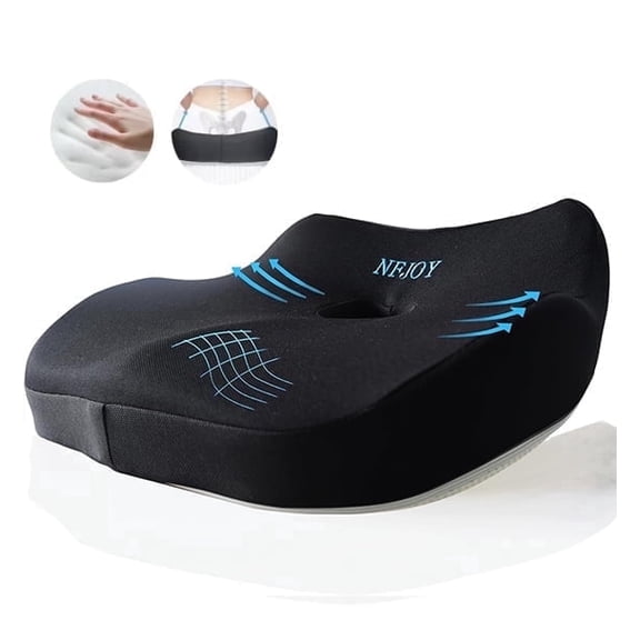 NFJOY Ergonomic Donut Pillow for Tailbone Pain, Office Chair, Car Seat, Hemorrhoid, Memory Foam Cushion