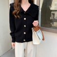 thumbnail image 1 of Cárdigan de punto con cuello de muñeca retro japonés para mujer, nuevo diseño de otoño, chaqueta de suéter de color sólido con estilo de fragancia pequeña de nicho, 1 of 5