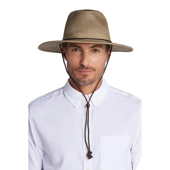 Coolibar Men's Vented Hat - UPF 50 Sun Protection - Walkabout in Smoke Grey