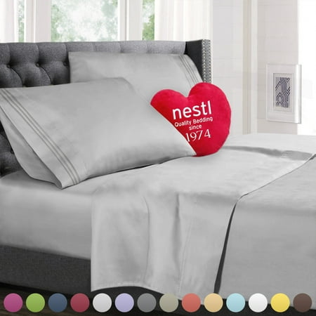 Nestl Bedding Premium 1800 Deep Pocket 4 Piece Bed Sheet Set - Hotel Luxury Double Brushed Microfiber Sheets - Wrinkle, Fade, Stain Resistant - Hypoallergenic, Queen -