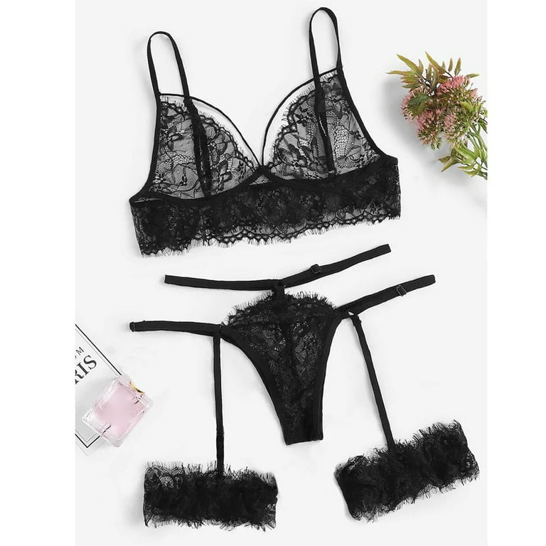 VerPetridure Sexy Lingerie for Women Plus Size Women Sexy Lingerie Set  Women Sexy Lace Lingerie Set Strappy Bra And Panty Set Two Piece Babydoll