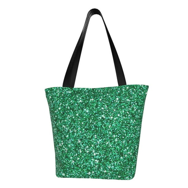 Balery Green Glitter Bolsa de Hombro con Diseño, Bolsa Grande y Duradera, Bolsa Versátil para Compras