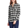 thumbnail image 2 of Allegra K Women's Plaids Long Sleeves Cuffs Boyfriend Button Down Shirt, 2 of 7