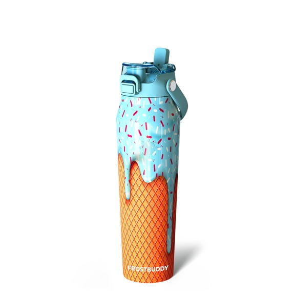 Frost Buddy Bottle Buddy 32oz Ice Cream Blue Insulated Water Bottle with Straw Lid