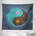 thumbnail image 1 of Yoga Tapestry, Yin Yang with Flowers Peace Balance Earth Opposite Contrary Forces Art, Fabric Wall Hanging Decor for Bedroom Living Room Dorm, 5 Sizes, Slate Blue Turquoise, by Ambesonne, 1 of 1