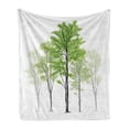 thumbnail image 1 of Forest Soft Flannel Fleece Throw Blanket, Sketch Style Tree with Green Leaves Abstract Dreamy Springtime Environment, Cozy Plush for Indoor and Outdoor Use, 70" x 90", Green Black White, by Ambesonne, 1 of 6