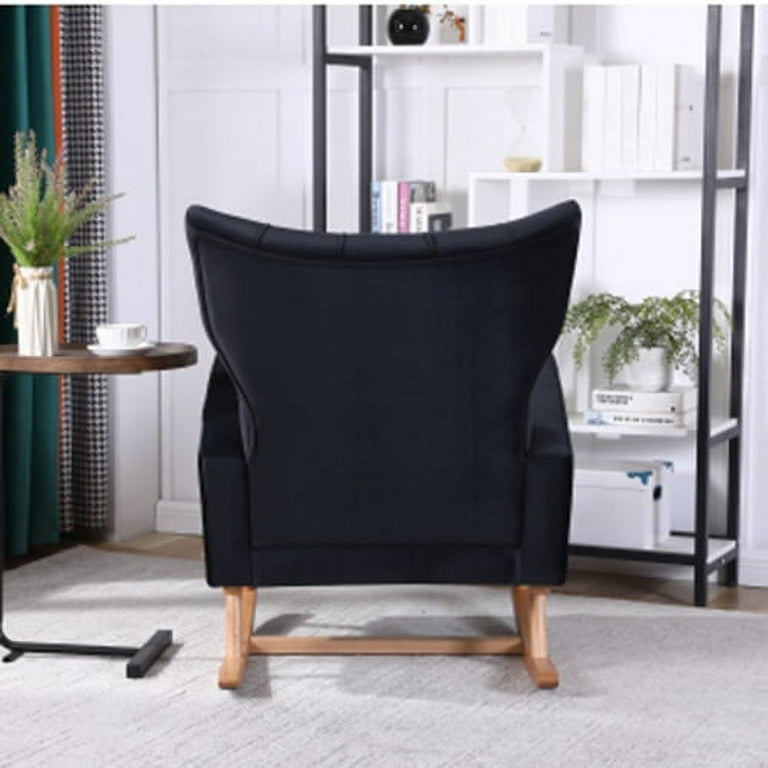 Black velvet store rocking chair