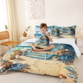 thumbnail image 3 of Manfei Cute Coastal Beach Hut Twin Bedding Sets for Kids Boys and Girls, Nautical Vacation Print Bedding Comforter Set, Reversible 7 Pieces, 3 of 6