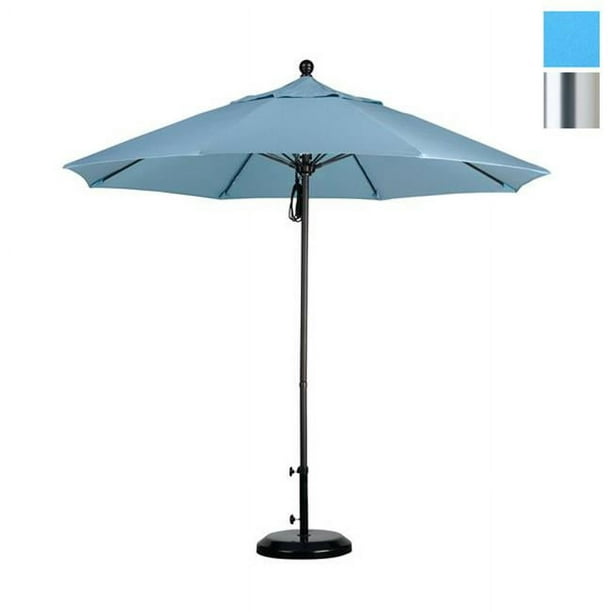 California Umbrella ALTO908002-SA26 9 Ft. Fibre de Verre Marché Poulie Parapluie Ouvert S Anodisé-Pacifica-Capri