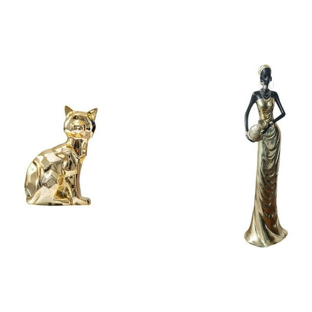 Figura de escritorio,Estatua de gato en estante,escritorio,oficina,decoración del hogar,Figura de escritorio,Figuras africanas de arte,artesanías,escritorio coleccionable,Estatua de mujer
