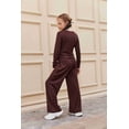 thumbnail image 2 of Arshiner Girls 2 Piece Set Fall Outfits Lounge Sets Ruched Long Sleeve Top Wide Leg Pants Sweatsuit Clothing Set, 2 of 6