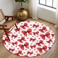 thumbnail image 2 of Round Rugs 5Ft, Valentine's Day Round Area Rug Washable Indoor Throw Carpet, Red Bows Love Heart Romantic Minimalist Soft Non Slip Circle Rug for Cabinet Bathroom Home Decor Aesthetic, 2 of 8