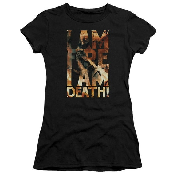 Hobbit I Am Fire S/S Junior Women's T-Shirt Sheer Black