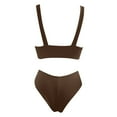 thumbnail image 3 of Womens Bikinis Solid V Neck Knot Front Push Up Swimwear High Leg Cheeky Thong Two Piece Swimsuit Sexy Swimwear Bathing Suit, 3 of 4