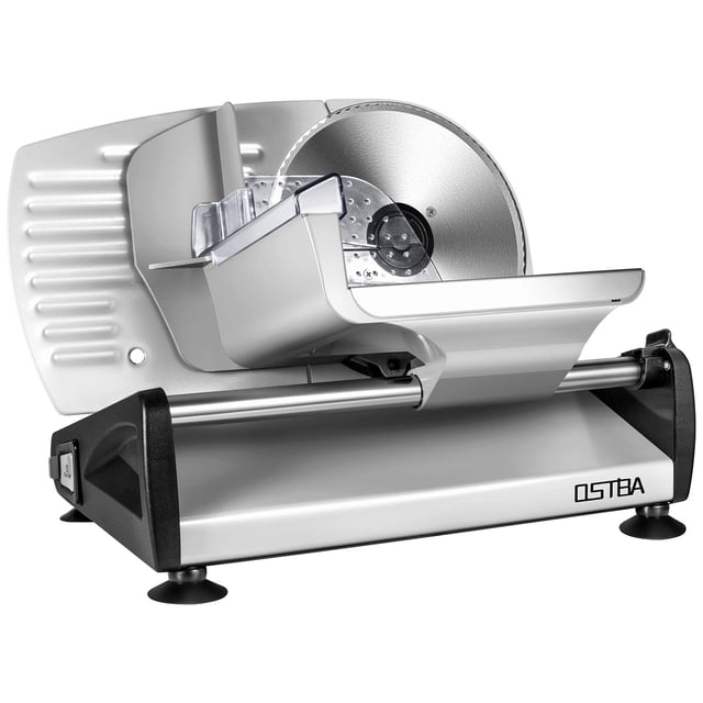 Cortadora eléctrica para delicatessen OSTBA 200 W, hoja de 7.5 pulgadas, cierre para niños