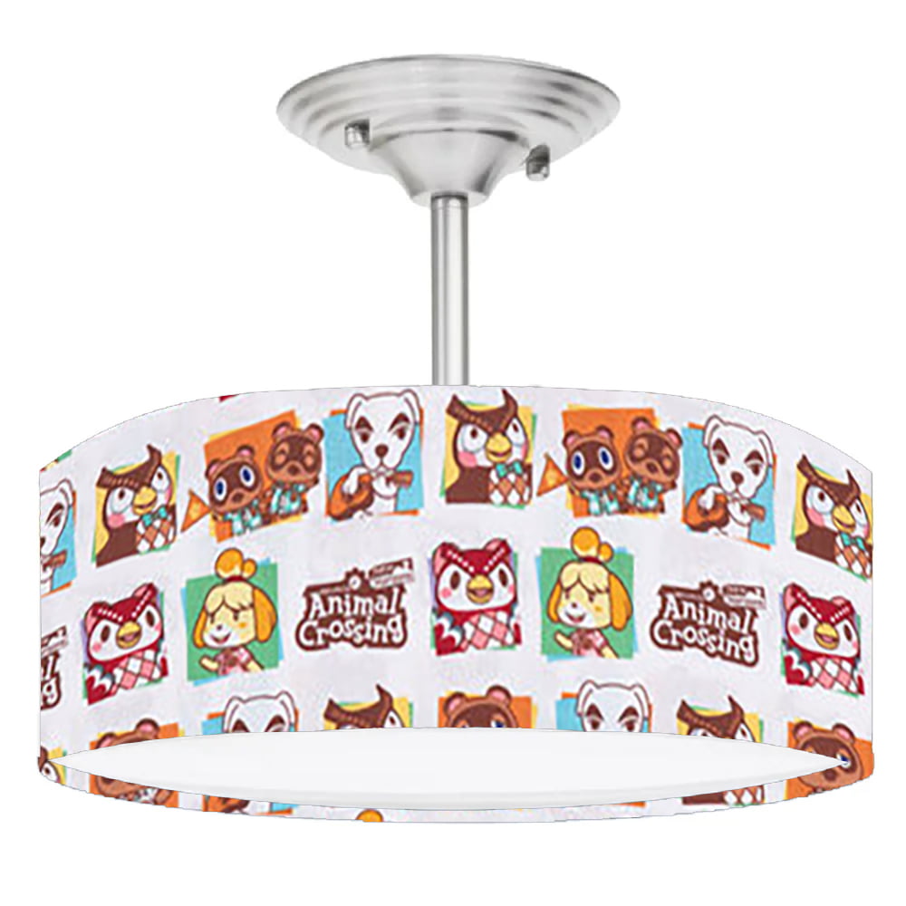 Animal Crossing 2-Light Brushed Nickel Drum Style LED Lamp Fixture -  