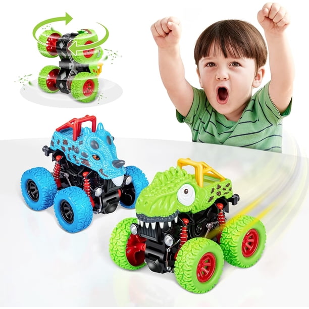 Juguetes de dinosaurios YZhouD para niños de 2, 3, 4 y 5 años, vehículos de tracción trasera, juguetes de camiones monstruo para niños pequeños de 2 a 4 a 6 años, coches de dinosaurios para niños de