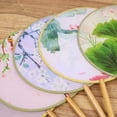 thumbnail image 4 of Round Double-Sided Pattern Chinese Ancient Hand Fan Dance Handheld Fan Bamboo Handle with Tassel Home Decoration, 4 of 6