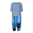 thumbnail image 4 of PENGXIANG Ensemble 2 Pcs pour Femmes Été Imprimé Col Rond Manches Mi-Longues Pull + Pantalon, 4 of 8