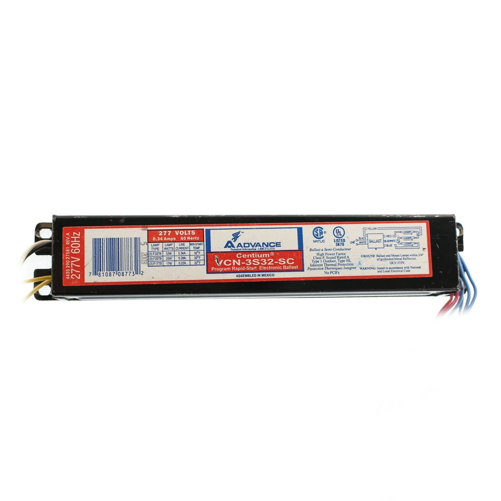Advance VCN3S32SC Electronic Ballast, 3Lamp, F32T8, 32W T8, 277V
