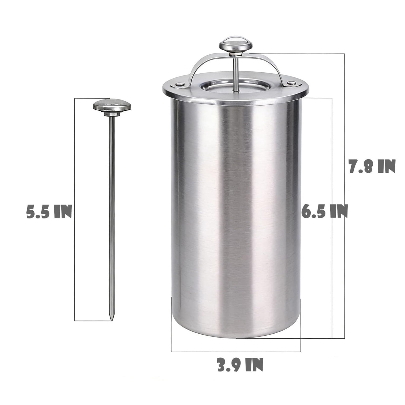 304 Stainless Steel Meat Press Cooker with Thermometer, Homemade Ham Maker for Kitchen Cooking, Bacon Pressure Cooker, 3.9x6.5in Meat Poultry Tenderizer, Stove Compatible