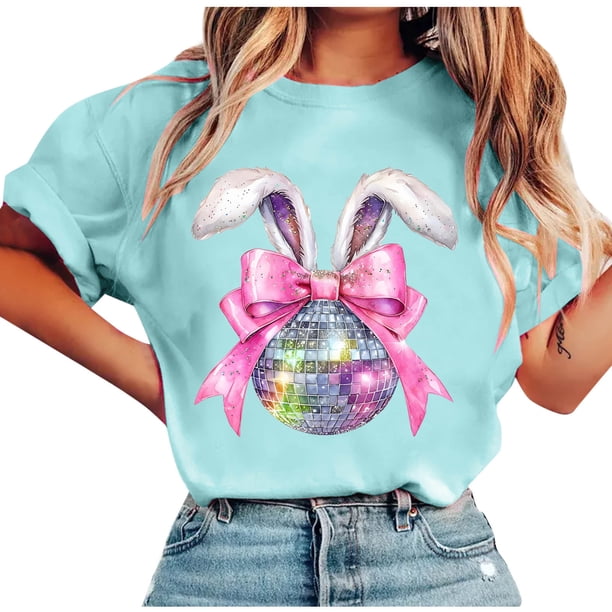 Tops de Manga Corta de Verano para las Mujeres Imprimir Blusa de Cuello Redondo, Moda Ligera de Poliéster Spandex