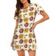 thumbnail image 1 of Disketp Sunflowers And Skull para Camisón Corto de Manga Corta para Mujeres, Camisón Cómodo con Escote Redondo, Bonito y Confortable, 1 of 6