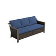 thumbnail image 7 of Joyside 75" Patio Metal Wicker Sofa, All-Weather Rattan Couch with Deep Seats, Washable Cushions & Steel Frame, 3-Seat Sofa for Garden, DarkBlue/Brown, 7 of 7