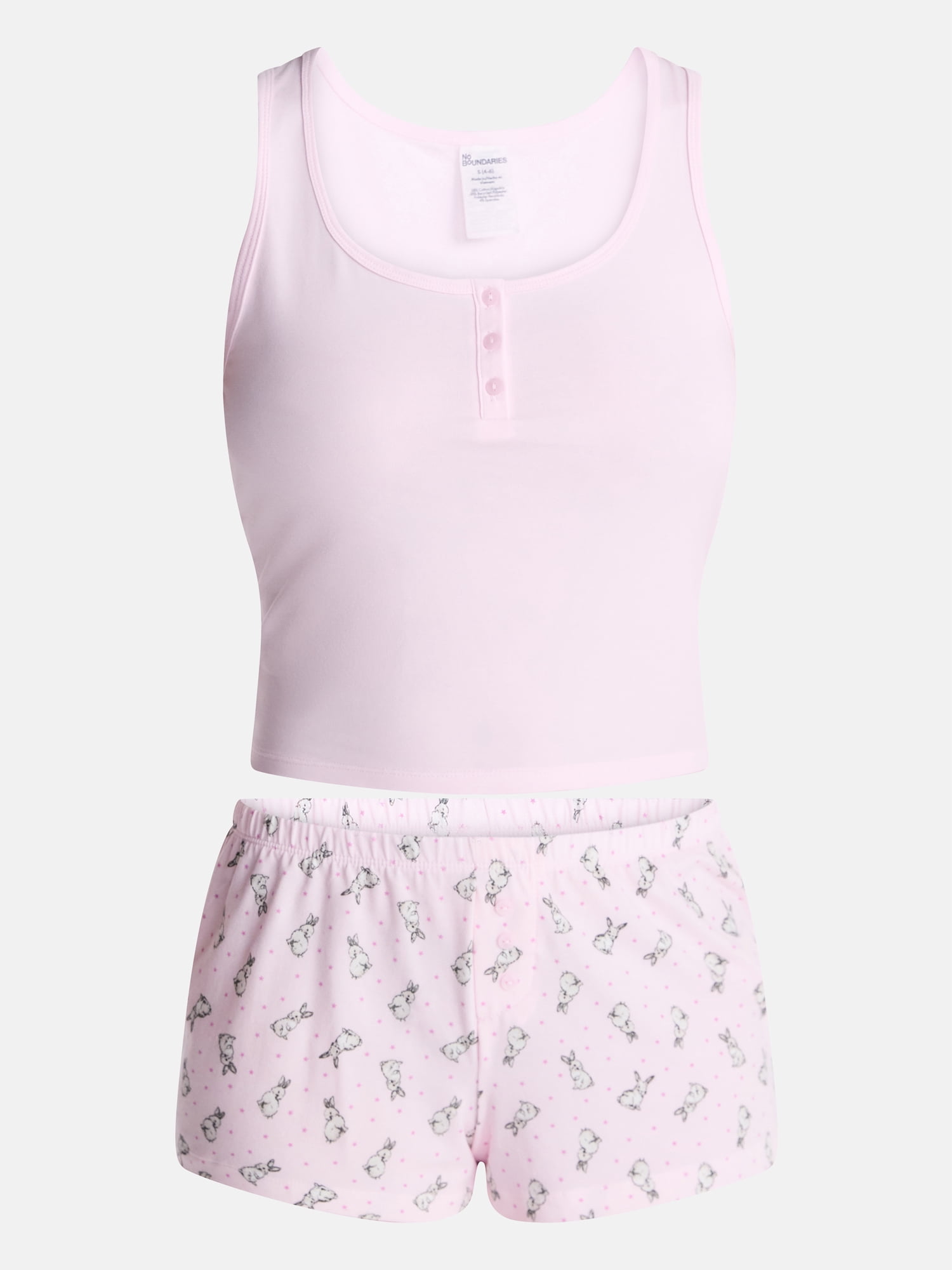 No Boundaries Cloud Core Sleepwear Tank Top and Shorts Sleep Set, 2-Piece, Women's XXS-3X