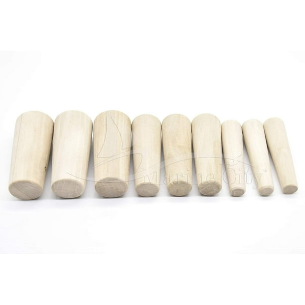 MARINE CITY Tapered Conical ThruHull Soft Wood Plugs for Boat Set of 9