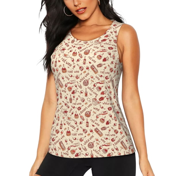 Fotbe Red Wine Blusas Sin Mangas para Mujer – Estilo Casual, Corte Suelto, Slim-Fit, Cuello Redondo Deportivo, Tops de Verano para Gimnasio y Yoga-Large