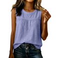 thumbnail image 2 of VJGBEGW Women's Cotton Linen Blend Tank Tops Summer Casual Loose Fit Round Neck Sleeveless Tops Summer Tops for Daily Wear and Vacation Purple XL, 2 of 6