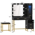 thumbnail image 6 of Dnxao Vanity Desk, LED Lighted Mirror, Makeup Vanity Table and RGB Storage Cabinet and Chair, Black, 6 of 7