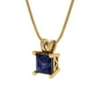 thumbnail image 2 of Clara Pucci 14K Yellow Solid Hypoallergenic Gold 0.5Ct Blue Sapphire Princess Cut Solitaire Designer Necklace Pendant For September, 2 of 7
