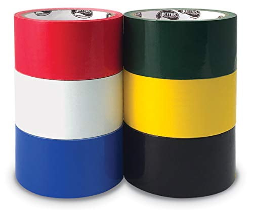Better Office Duct Tape, Assorted Colors, Heavy Duty, 1.88 Inch x 10 Yards Per Roll, 6 Per Pack