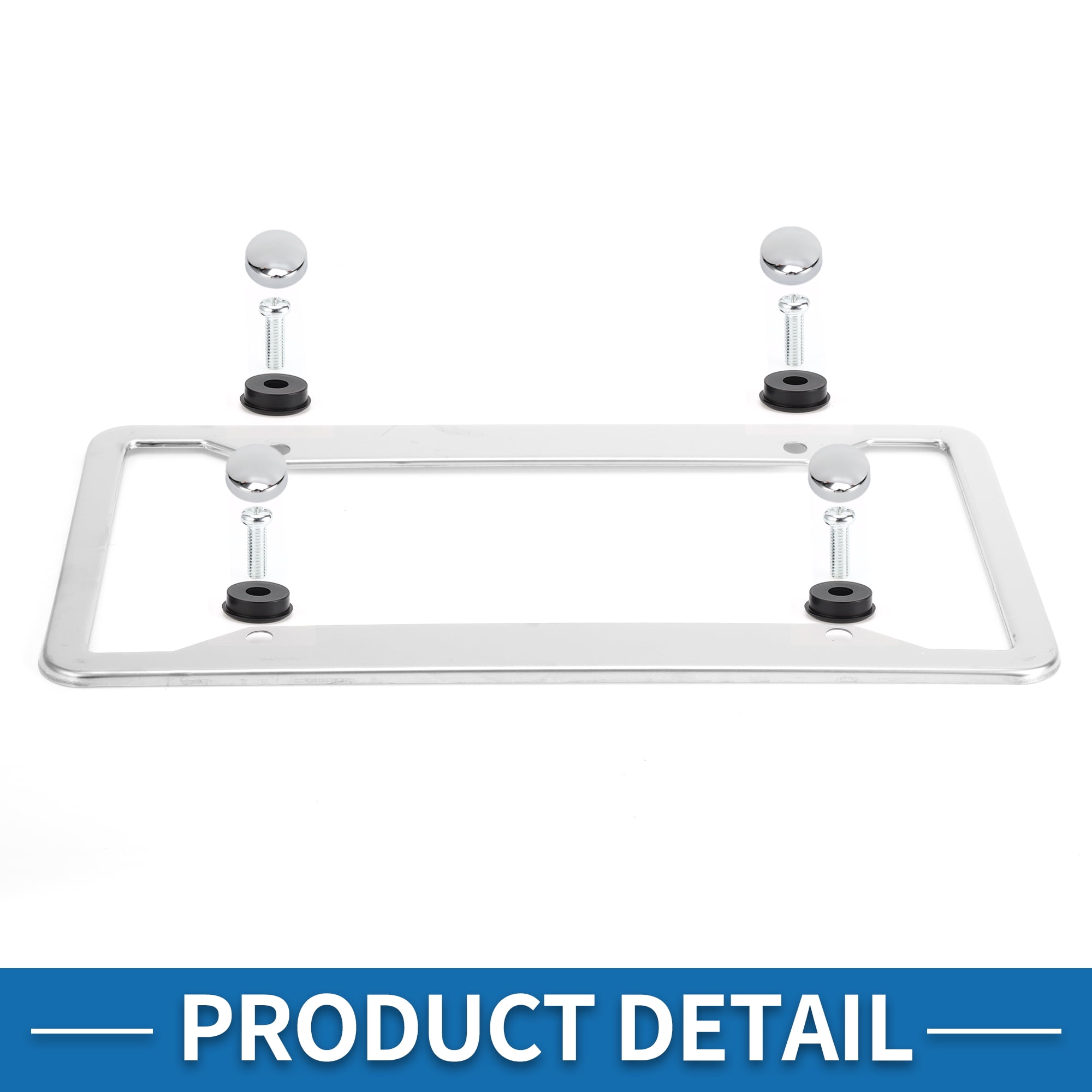 Unique Bargains Stainless Steel License Plate Holder Durable Cover Silver Tone