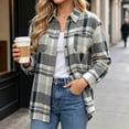 thumbnail image 2 of Enjoytime Plaid Button Down Shirts for Women Flannel Long Sleeve Shackets Fall Fashion Work Business Casual Jacket with Pocket, 2 of 7