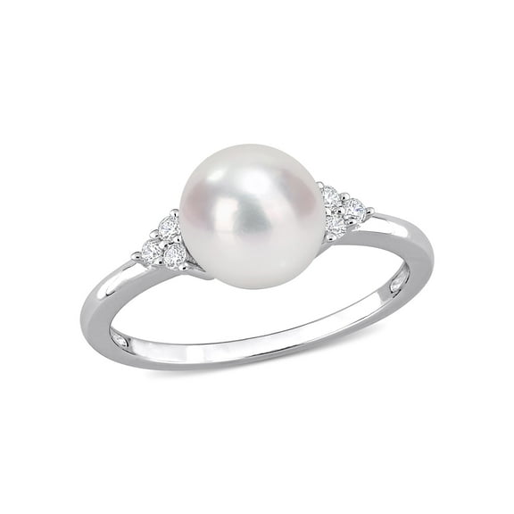 Everly Women's Cultured Pearl and Cubic Zirconia Sterling Silver Ring