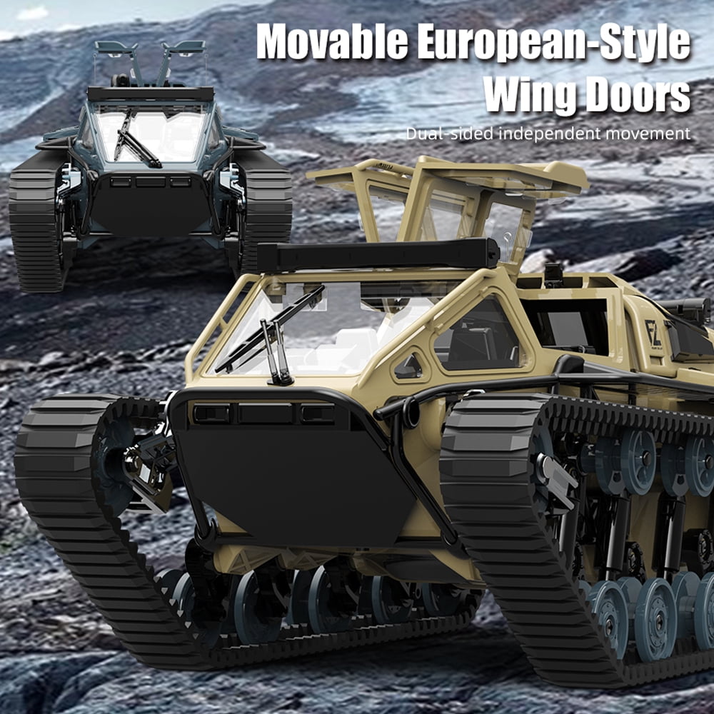 XITZ 1:16 Remote Control Crawler Tank, 4WD High-Speed Off-Road RC Car,2.4GHz 360°Rotating Drifting Vehicle,2 Batteries,Tanks Toy Gift for Kids