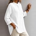 thumbnail image 7 of VBVC Women's Linen Cotton Button Down Shirt , Long Sleeve Loose Tunic Top For Women , Ladies' Lightweight Casual Blouse with Pockets,White,S-3XL, 7 of 7