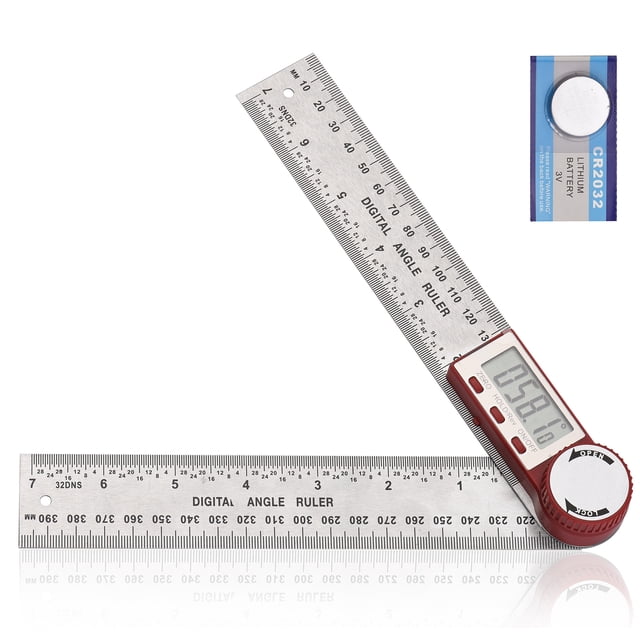 Stainless Steel Digital Angle Finder with LCD Display - 400mm Total Length, 0-999.9° Measuring Range, 0.05° Resolution & ±0.2° Accuracy, Features Zero Reset, Screen Rotation & Angle Lock Function,