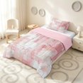 thumbnail image 2 of Manfei Abstract Geometric Block Twin Comforter Sets, Abstract Artwork Bedding Set, Pink White, Pink Reversible 2pcs, 1 Comforter and 1 Pillowcase, 2 of 6